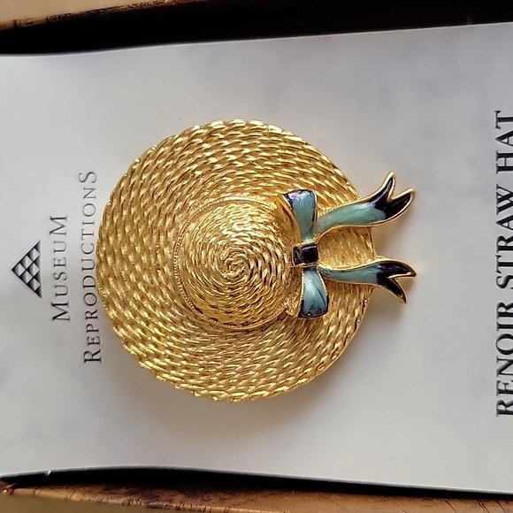 Renoir Straw Hat Brooch Museum Reproduction - Picture 1 of 3